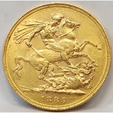 AUSTRALIA 1885 . ONE 1 SOVEREIGN . MELBOURNE . GOLD
